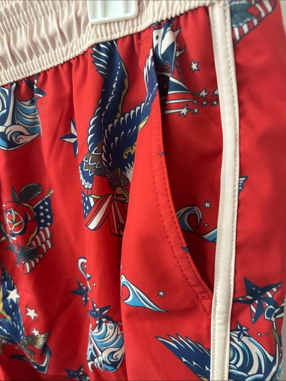 Men's Maamgic Red Nautical Print Swim Trunks